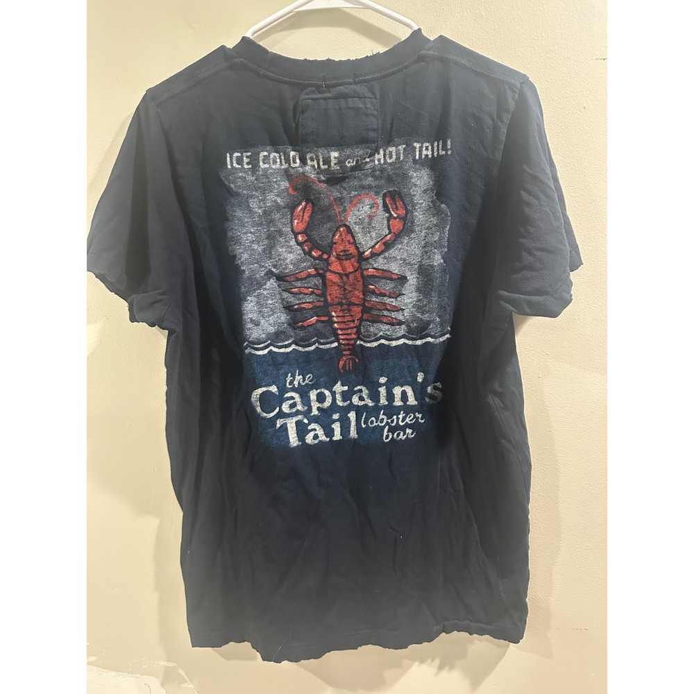 Abercrombie & Fitch Muscle Tee XXL Navy Blue Captain's Tail Lobster Bar Graphic